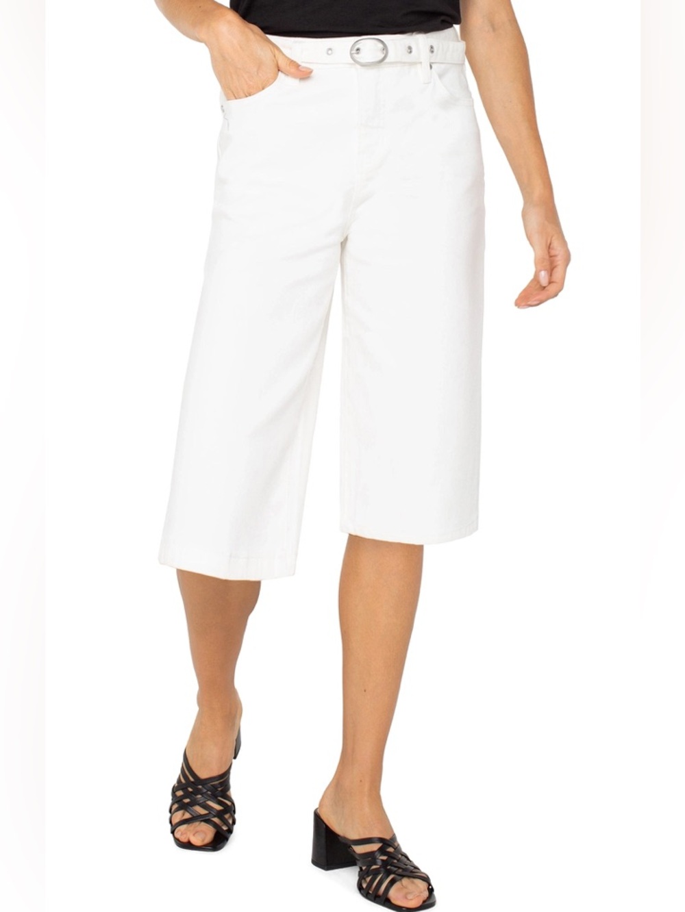 NWT $98 Liverpool Los Angeles Yacht Pant w/ Self Belt – Bone White - Picture 3 of 7
